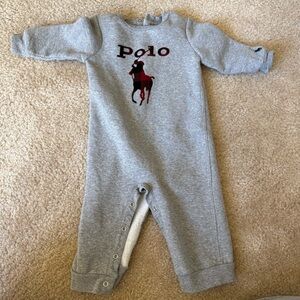 Ralph Lauren Buffalo Check Big Pony Fleece Coverall Baby Boy 9M